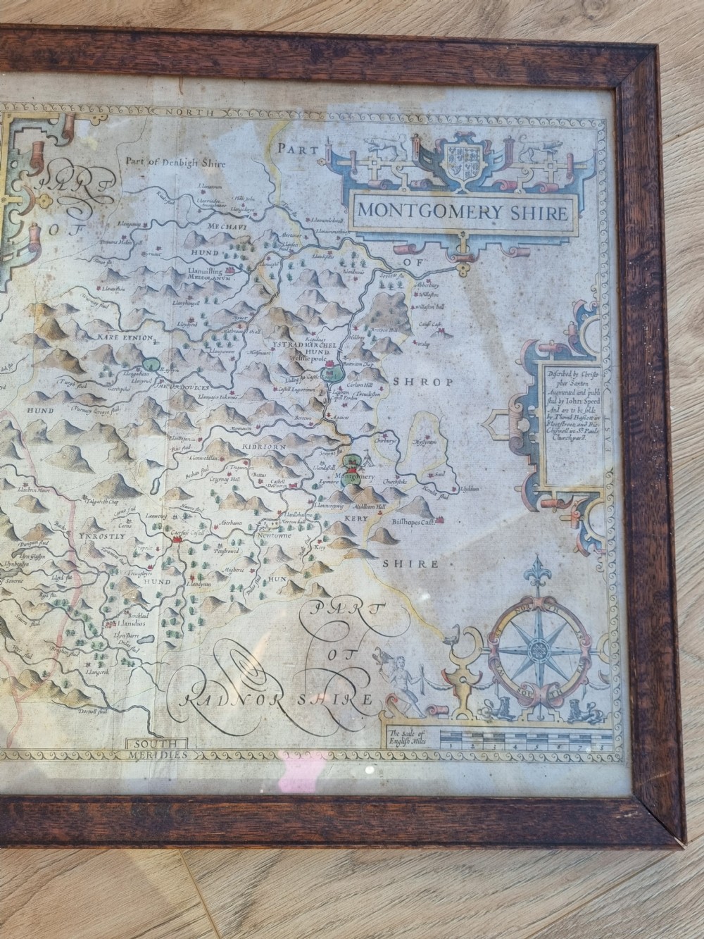 JOHN SPEED 17THC MAP OF MONTGOMERYSHIRE View IV