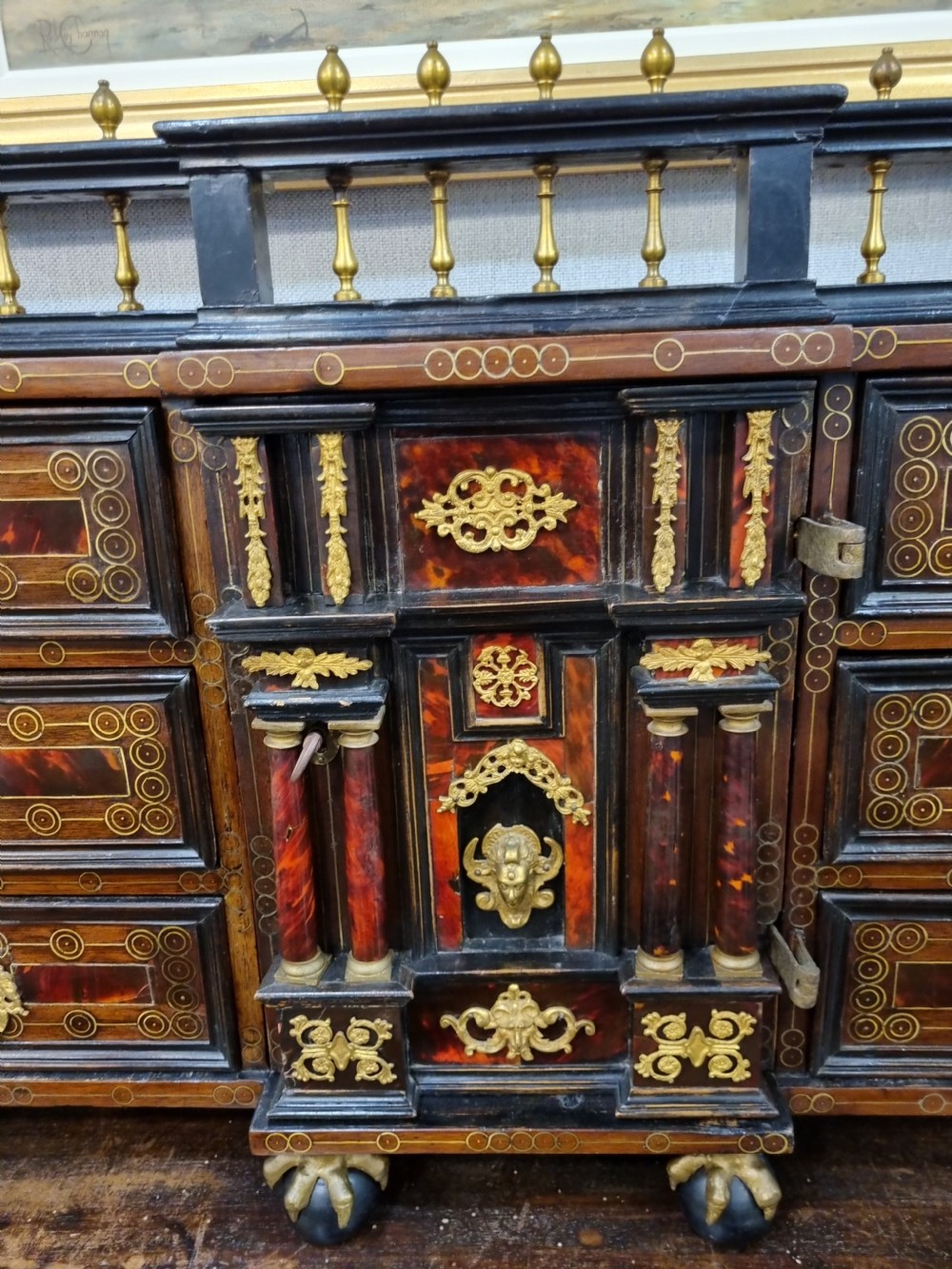  17THC  ORIGINAL SPANISH RED TORTOISESHELL CABINET ON STAND View III