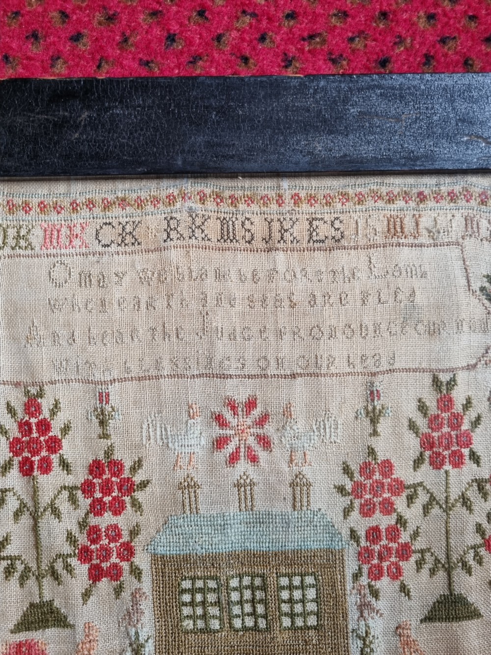 RARE DATED 1837 SAMPLER FEATURING A HOUSE View II