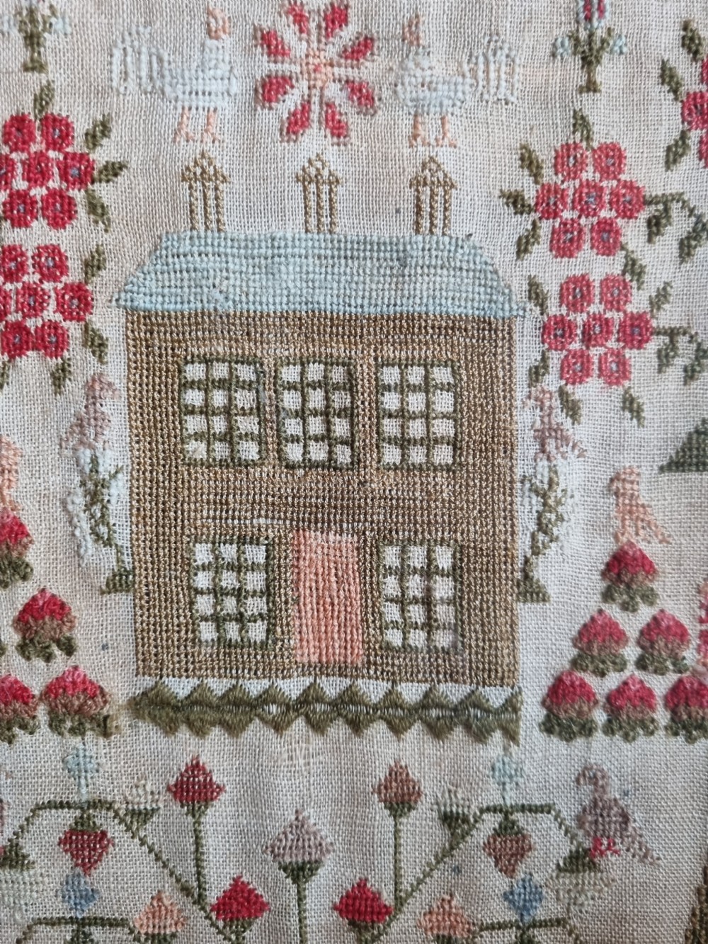 RARE DATED 1837 SAMPLER FEATURING A HOUSE View III
