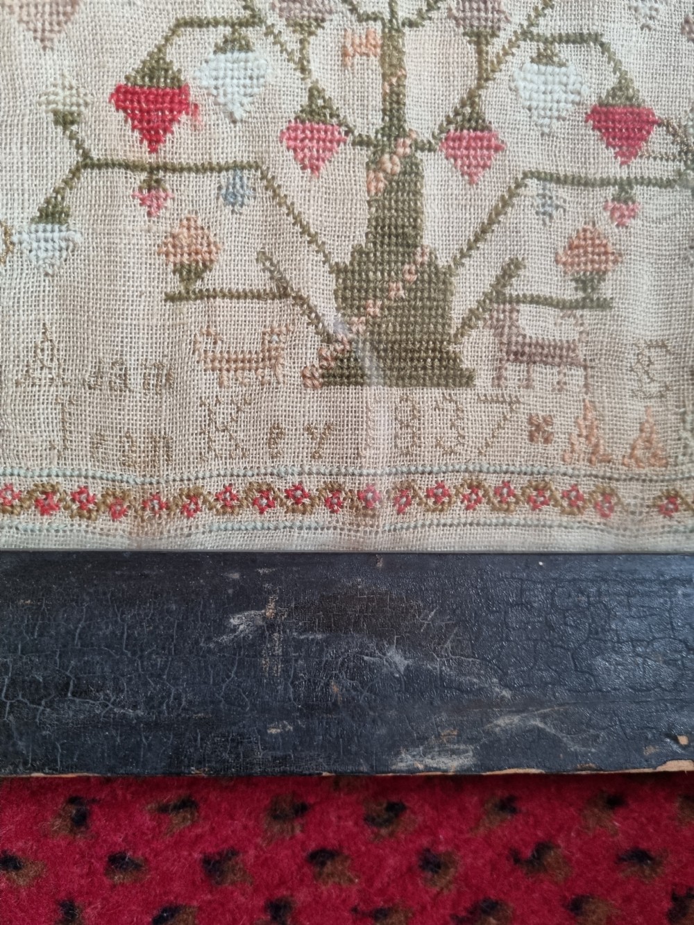 RARE DATED 1837 SAMPLER FEATURING A HOUSE View IV