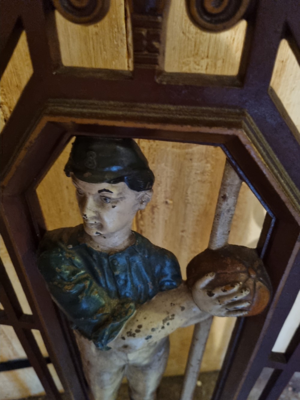 RARE ORIGINAL 1893 FOOTBALLER CAST IRON STICK STAND  View V