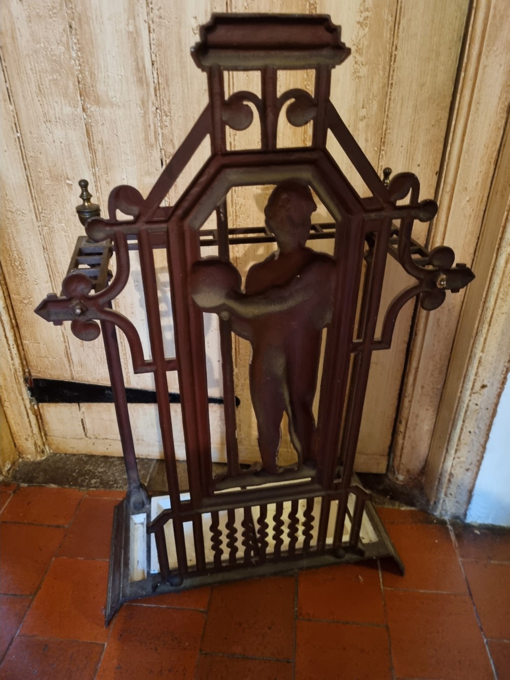 RARE ORIGINAL 1893 FOOTBALLER CAST IRON STICK STAND  View VI
