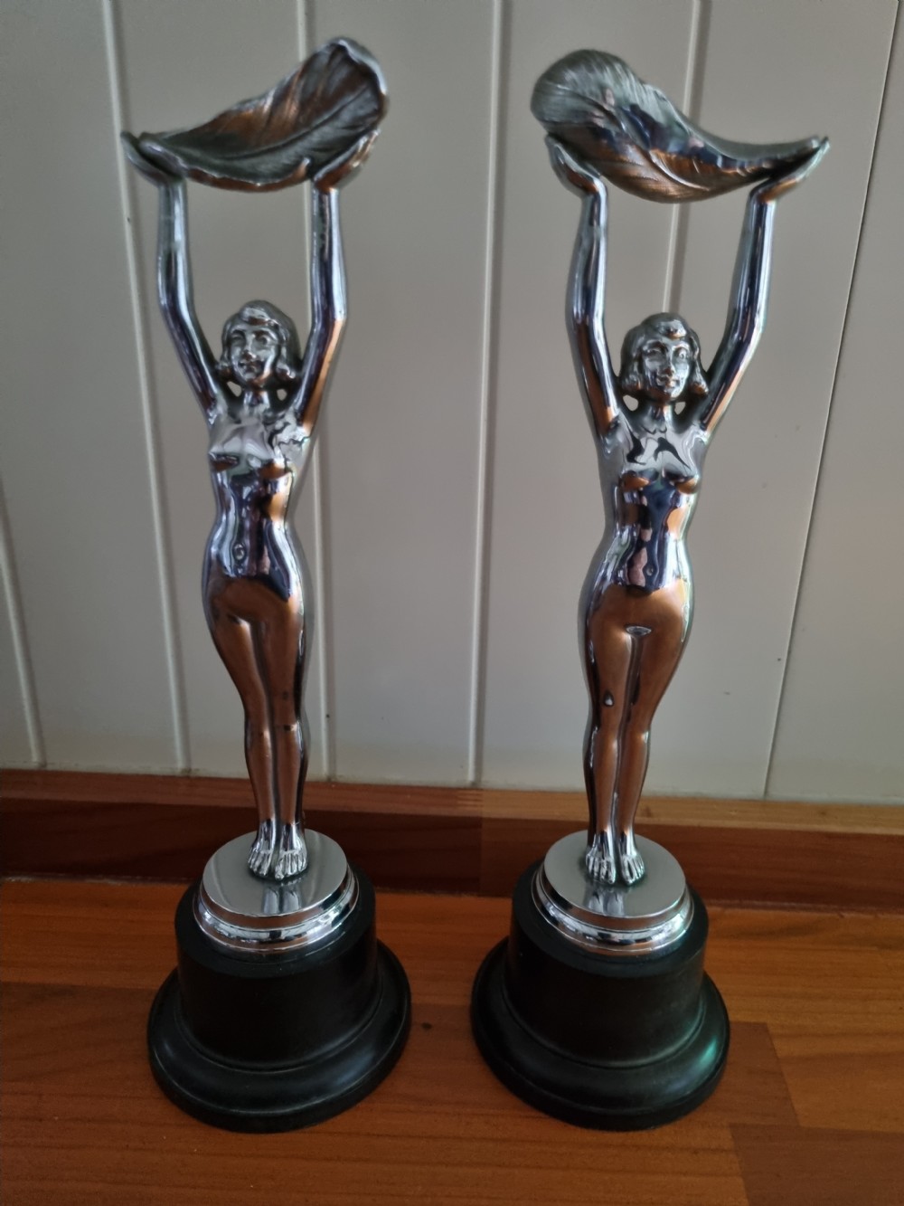 ART DECO CHROMED BRONZE PAIR.OF NAKED LADIES View VI