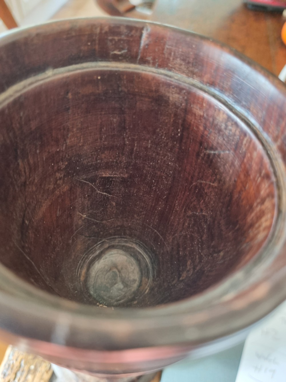 A pair of turned dark walnut goblets featuring stepped stems and moulded rim details. View IV