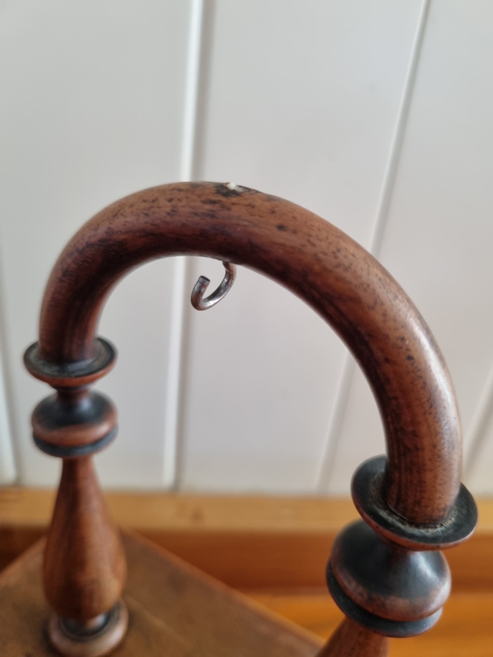 19THC TREEN WATCH HOLDER WITH DRAWER View III