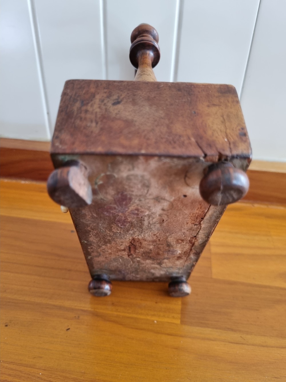 19THC TREEN WATCH HOLDER WITH DRAWER View IV