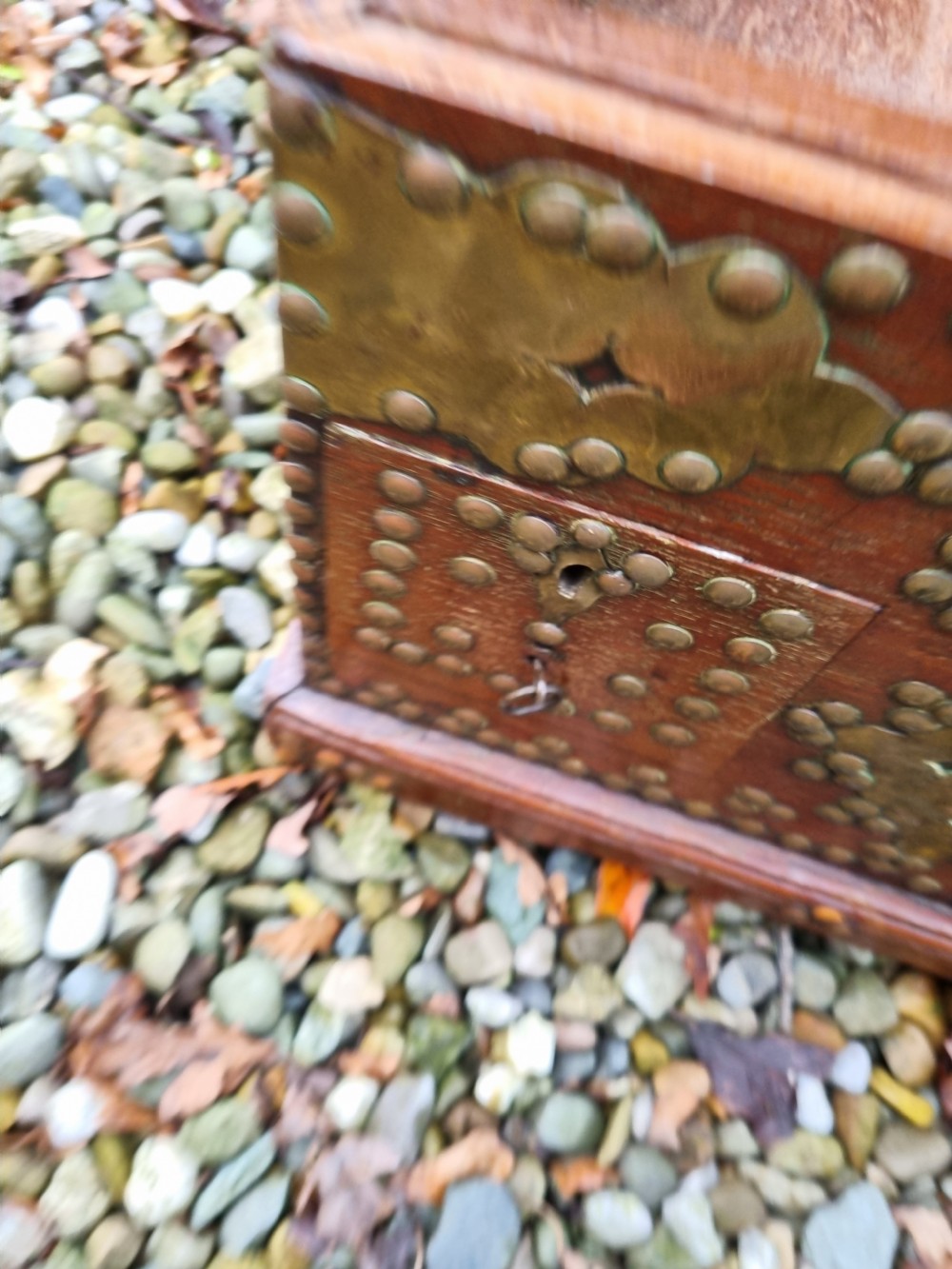 19THC SMALL CAMPHORWOOD AND BRASS 