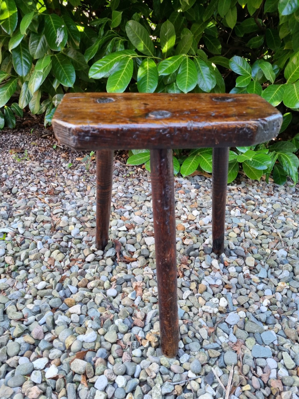 SCARCE 18THC WELSH OAK AND ASH MILKING STOOL  View IV