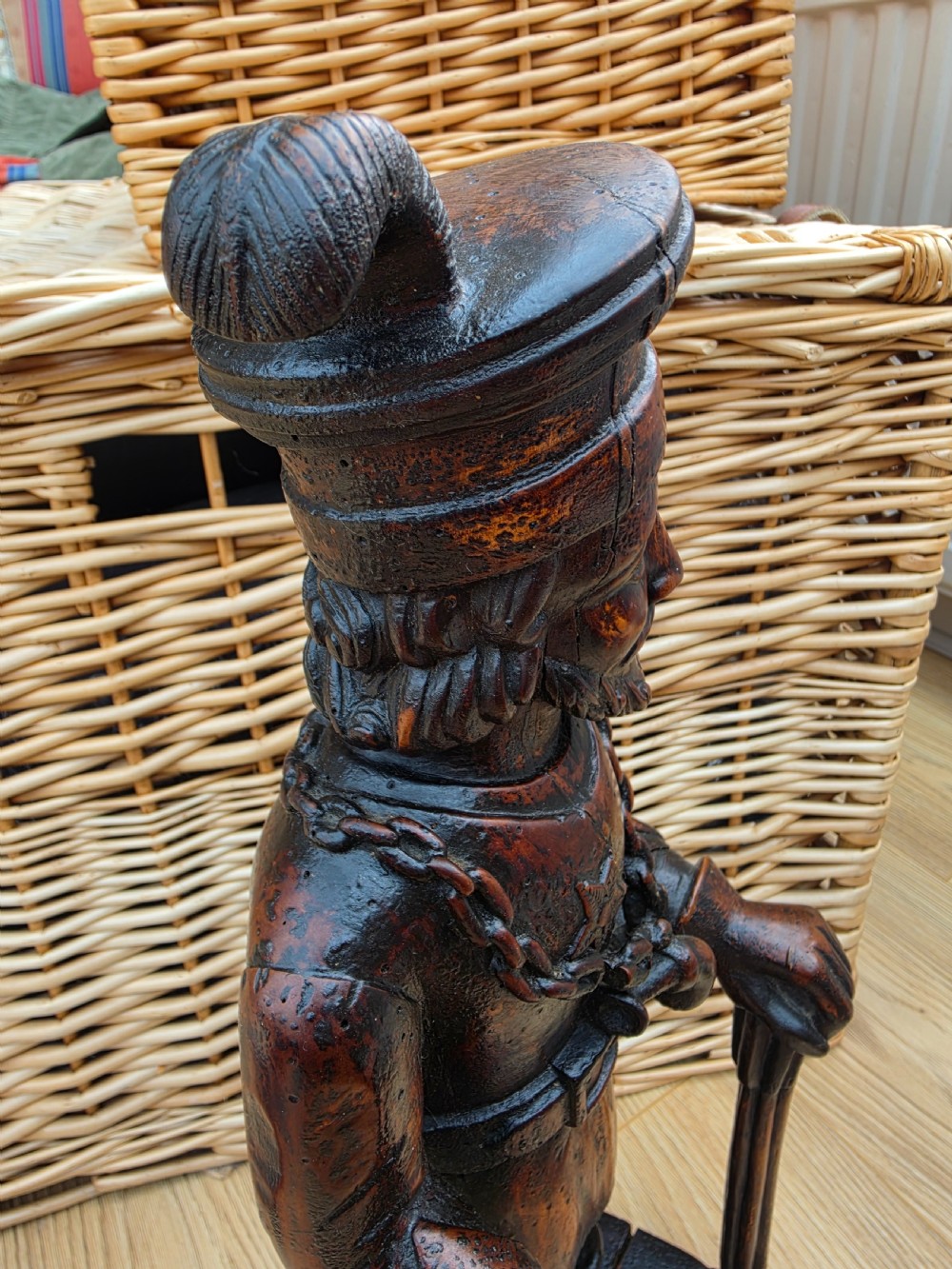 LARGE BLACK FOREST CARVED FIGURE OF A HUNTER AND DOG View III