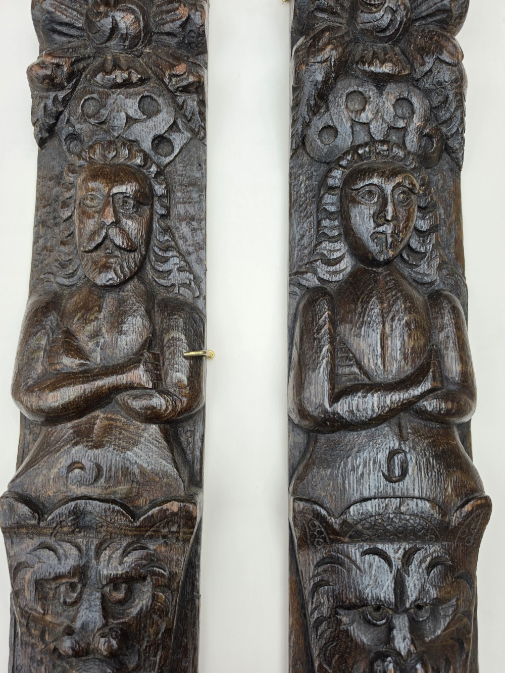 17THC PAIR OF CARVED OAK CARYATIDS C1660  View VII