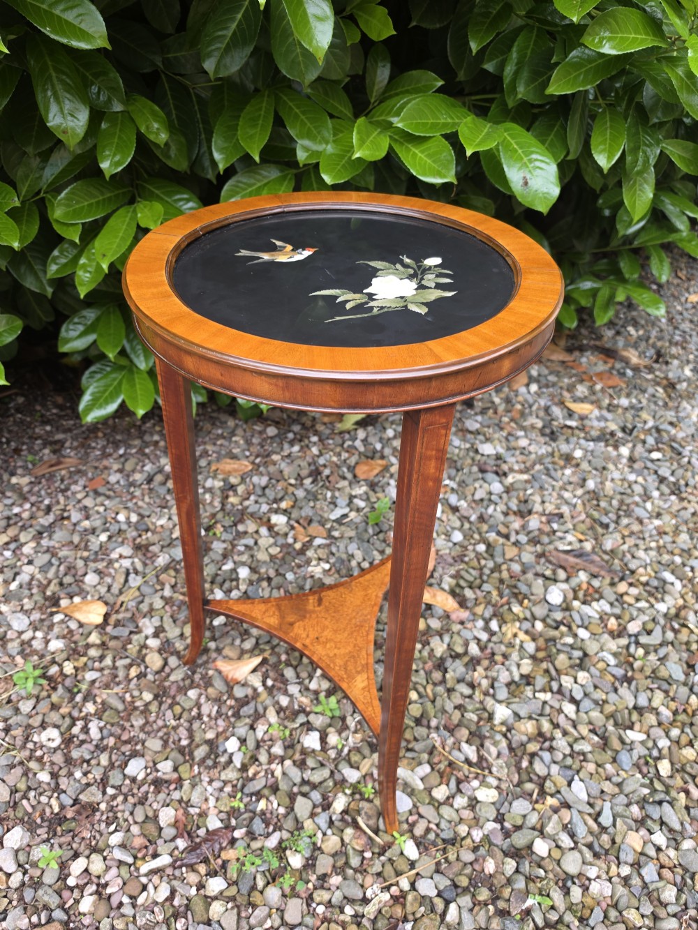 SMART 19THC  INLAID PIETRA DURA TOPPED SATINWOOD OCC TABLE View V