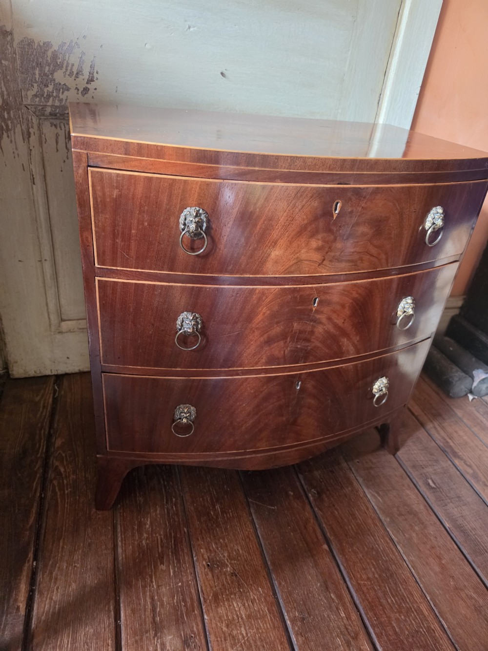 SUPERB V.SMALL GEORGIAN CHEST IN FLAME MAHOGANY View VI