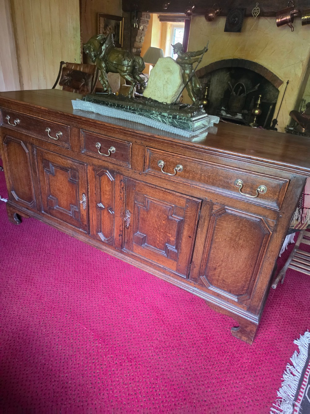 18THC OAK MOULDED FRONT DRESSER BASE C1780