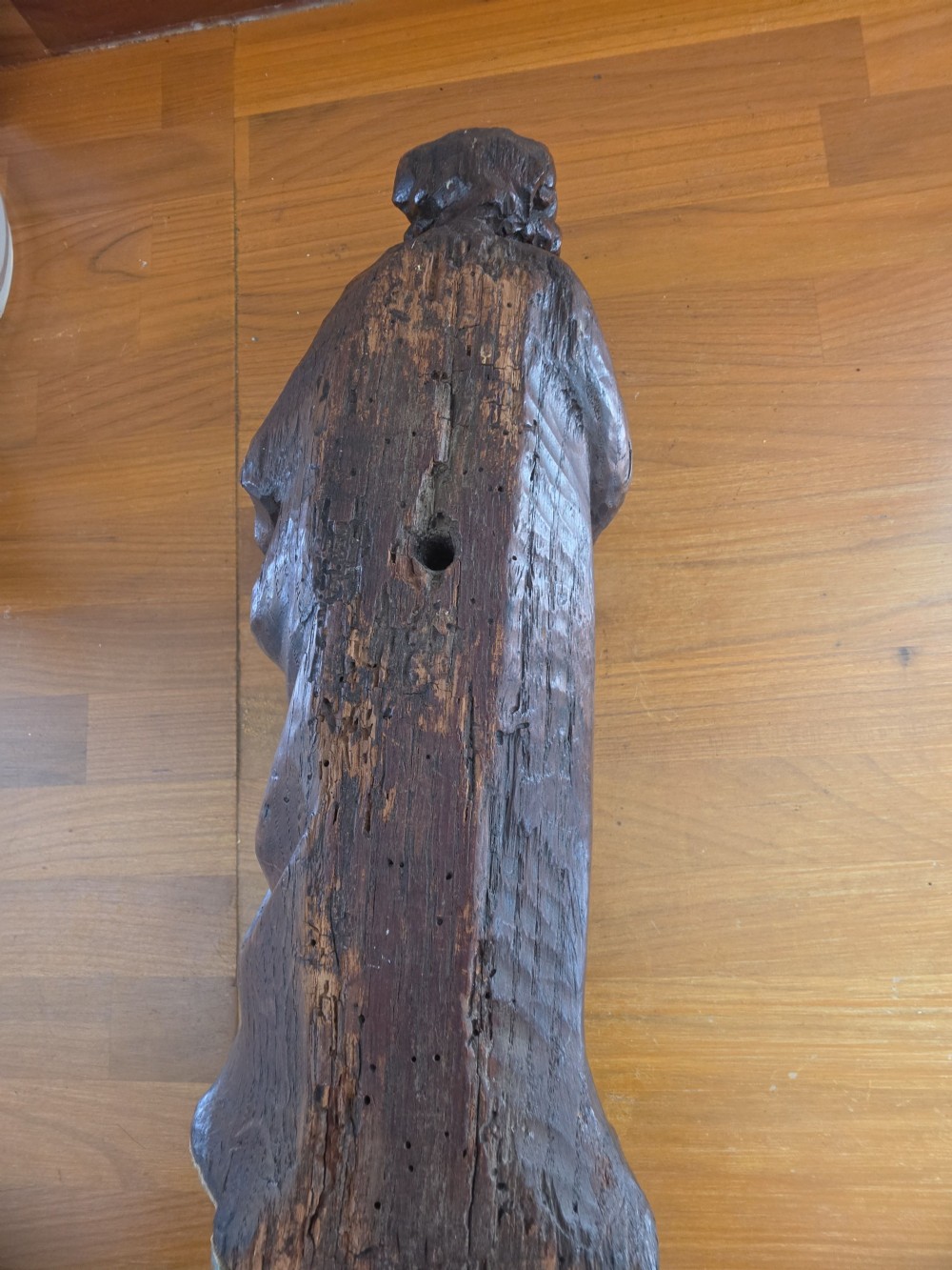 17THC OAK CARVING OF A SCRIBE /MAN  View IV