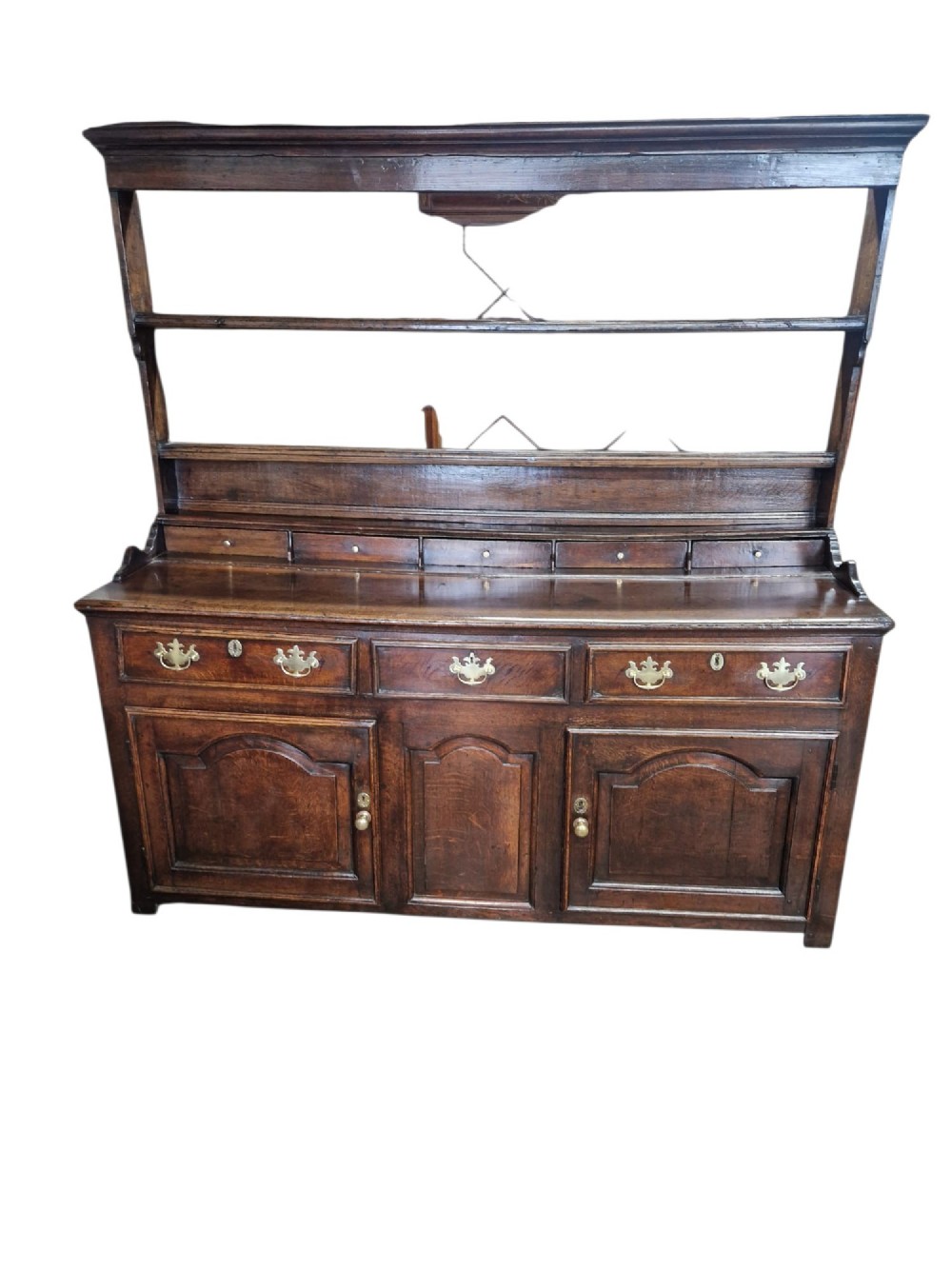 18THC N.COUNTRY OAK DRESSER AND SHELVES