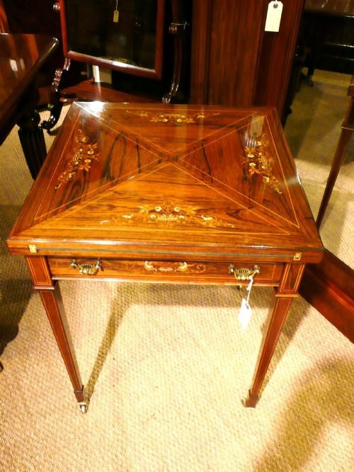 Card Table Inlaid Rosewood C 1900