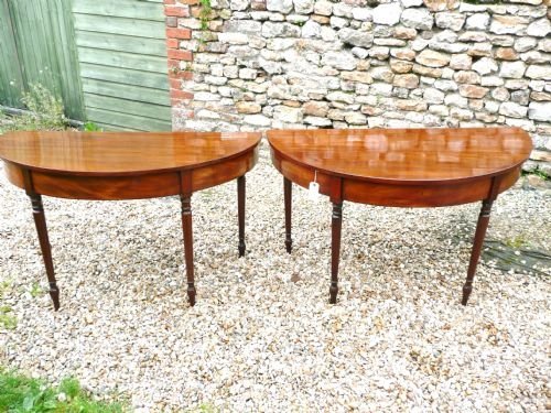 Pair Side Tables. Goergian Demi-lune