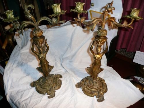Pair Gilded Candleabra
