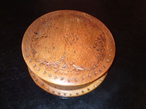 Treen Pot with Pokerwork Decoration