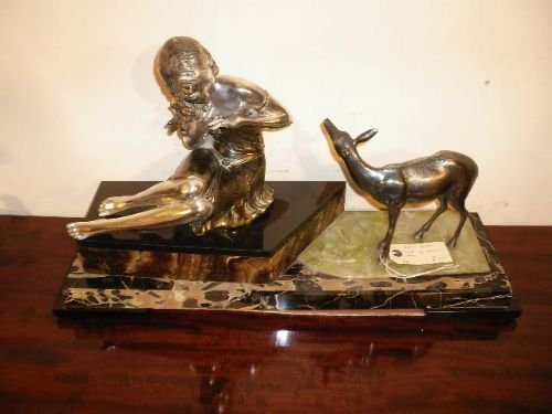 Art Deco Group Woman and Deer