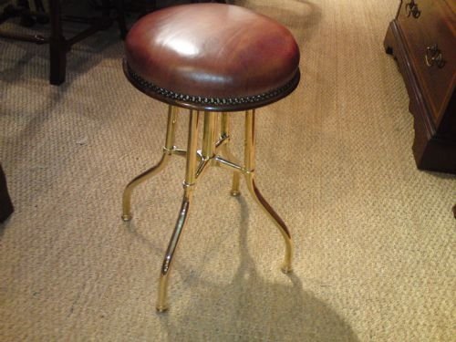 Brass Framed Revolving Music Stool