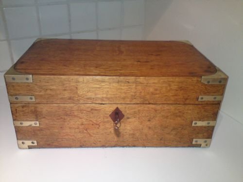 Brass Banded Oak Writing Slope
