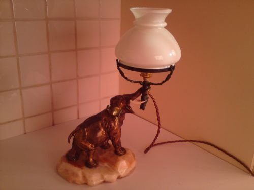 Art Deco Bronze Elephant Lamp