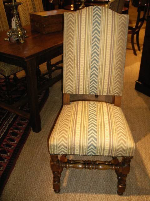 4 Upholstered Oak Dining Chairs