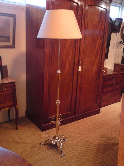 Art Nouveau Telescopic Brass Standard Lamp