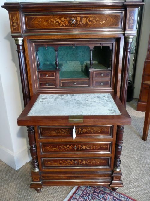 fig 1. INLAID ROSEWOOD DESK SEMANIER C1870