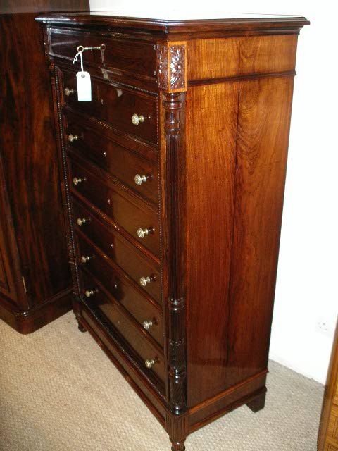 fig 1. TALL ROSEWOOD CHEST OF 8 DRAWERS