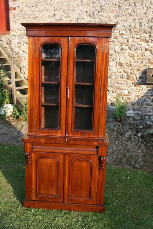 Victorian Mahogany Glass Topped Bookcase