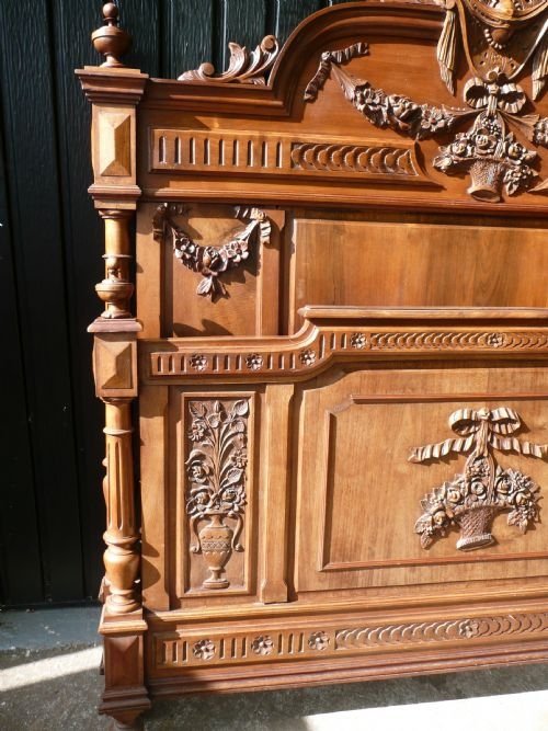 fig 1. ANTIQUE BED FRENCH WALNUT C1880