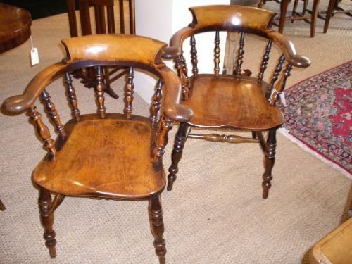 Pair of Victorian Smokers Bow Chairs