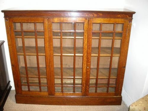 Victorian Oak 3 Door Bookcase