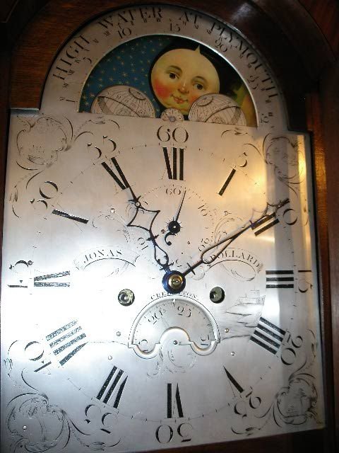 fig 2. MAHOGANY GRANDFATHER CLOCK BY JONAS POLLARD OF CREDITON
