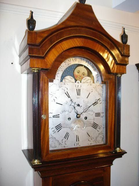 fig 3. MAHOGANY GRANDFATHER CLOCK BY JONAS POLLARD OF CREDITON