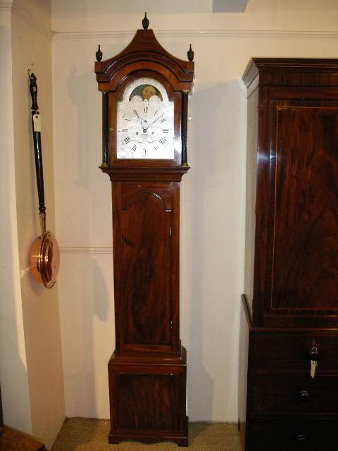 fig 4. MAHOGANY GRANDFATHER CLOCK BY JONAS POLLARD OF CREDITON