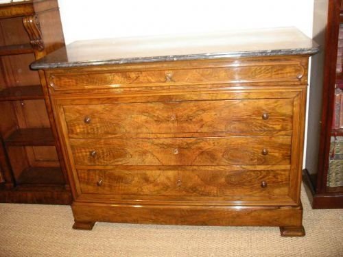 Walnut Marble Topped Commode