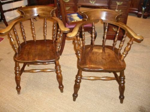 Pair of Victorian Smokers Bow Chairs