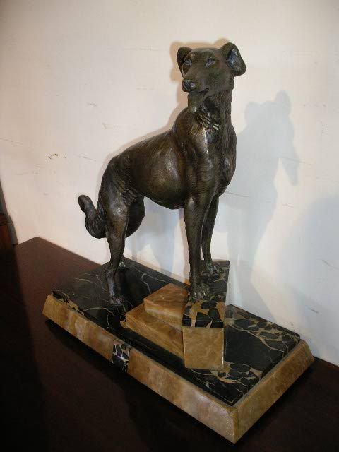 Art Deco Spleter Figure of a Borzoi
