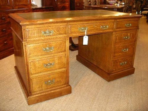 Victorian Oak Pedestal Desk