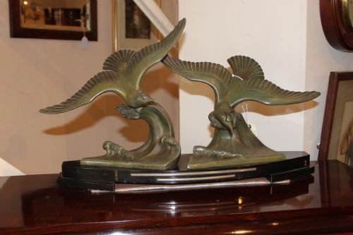Pair of Spelter Sea Birds