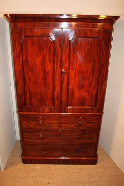 Victorian Mahogany Linen Press