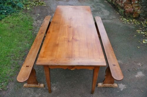 Farm Table and Benches in Cherrywood