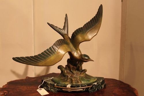 Art Deco Spelter Model of a Swallow