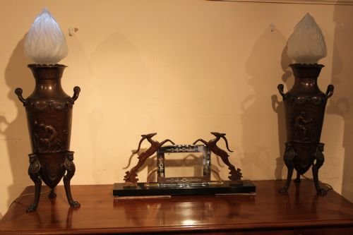 Pair of Bronze Lamps "F Barbedienne"
