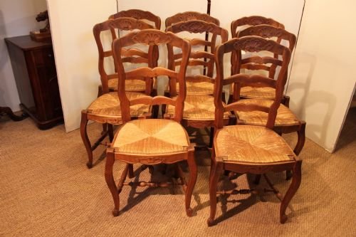 Set of 8 Cherry Wood Chairs