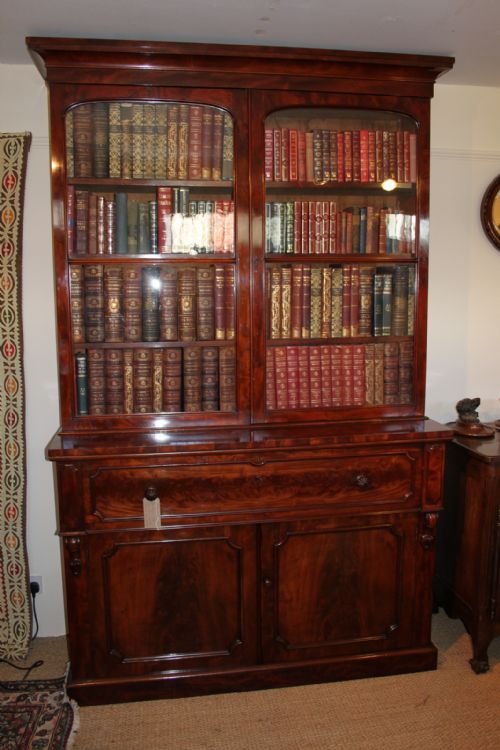 Victorian Mahogany Secretaire Bookcase